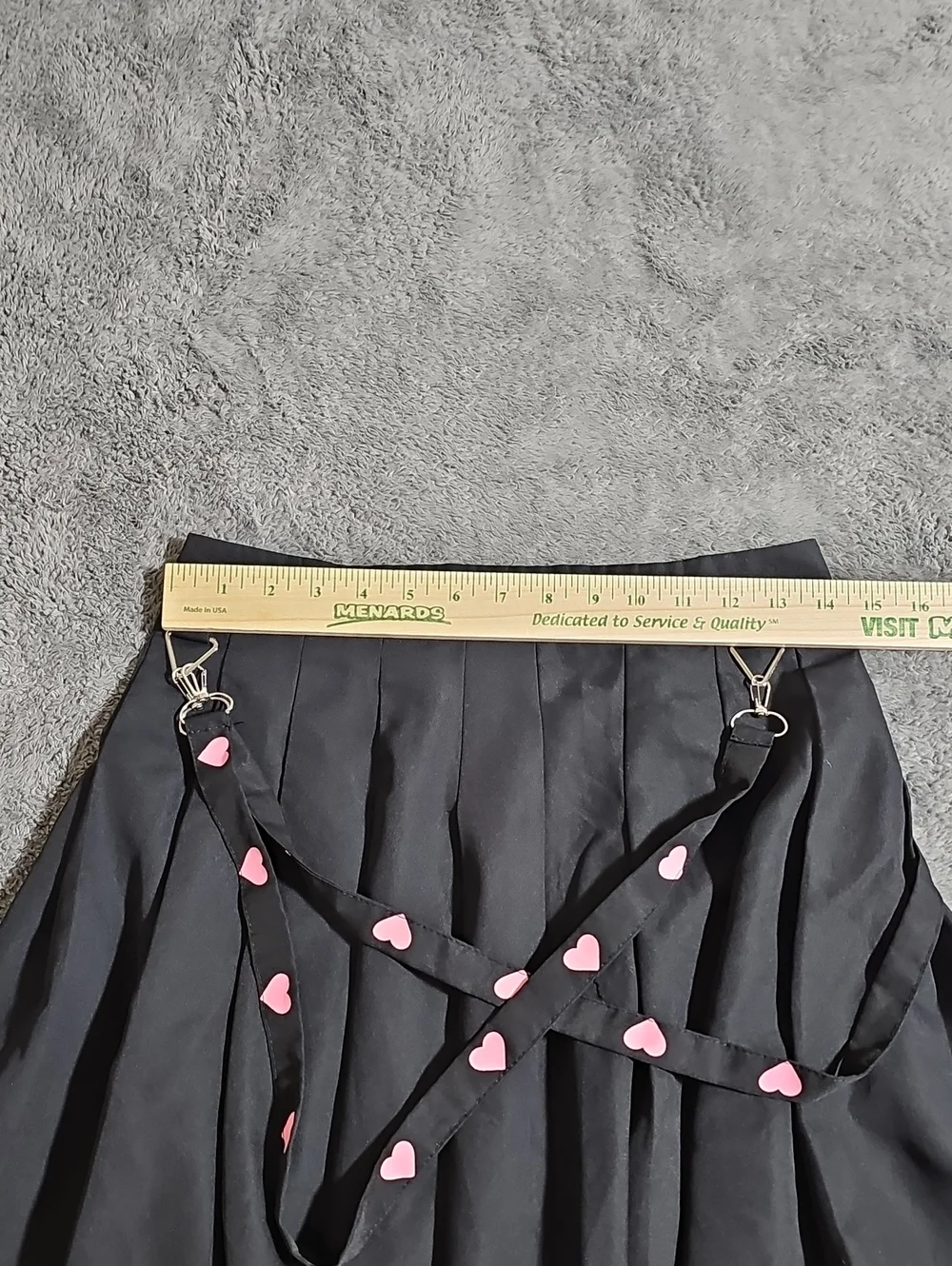 Romwe Black Pleated Skirt Pink Heart Removable Suspenders Hot Topic Punk Size M